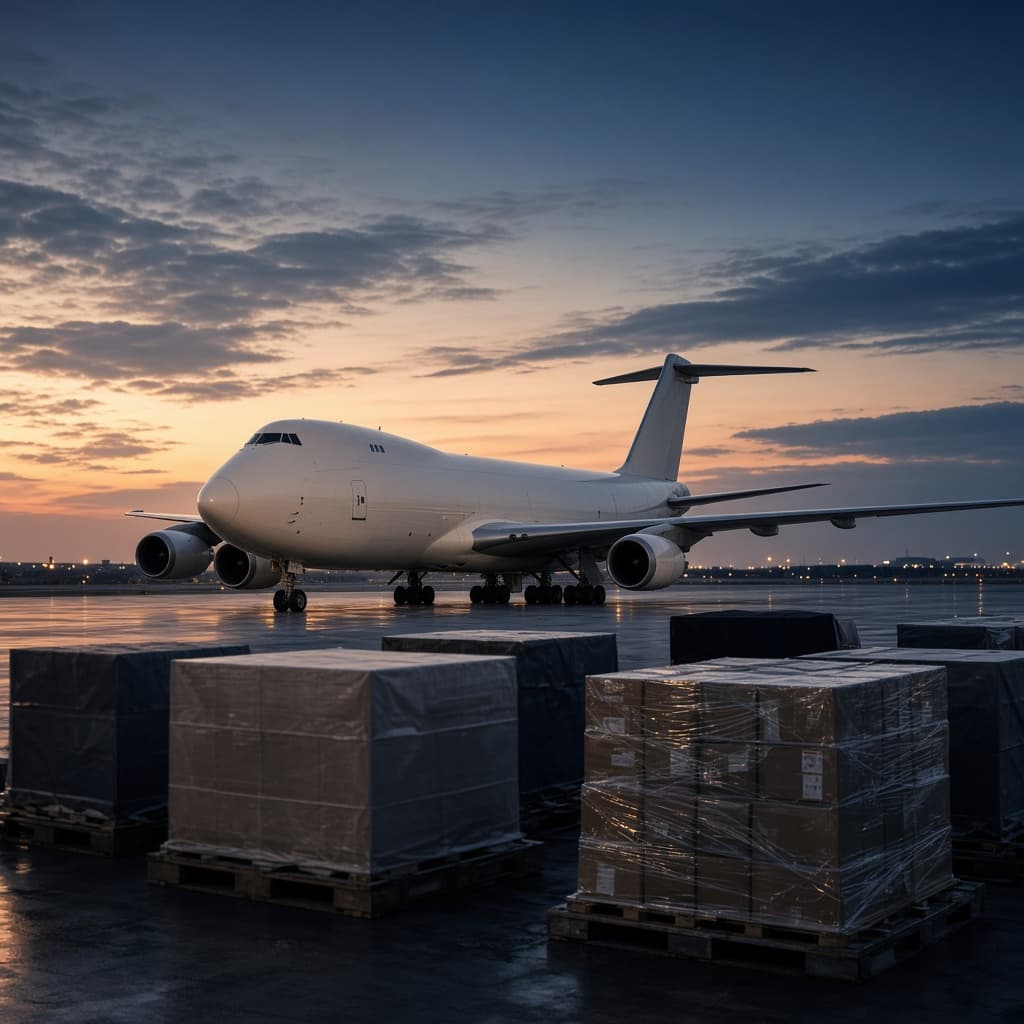 Air freight cargo on the tarmac